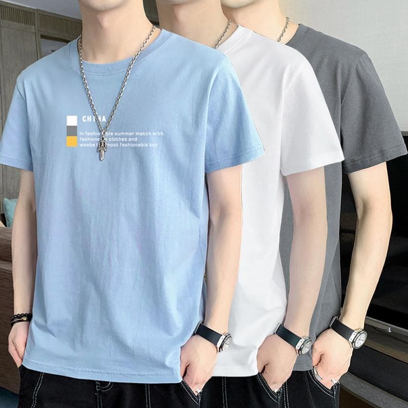 Men's Short Sleeve T-Shirt Summer 2026 New Style Inner Cotton Undershirt for Teens Boys Clothing