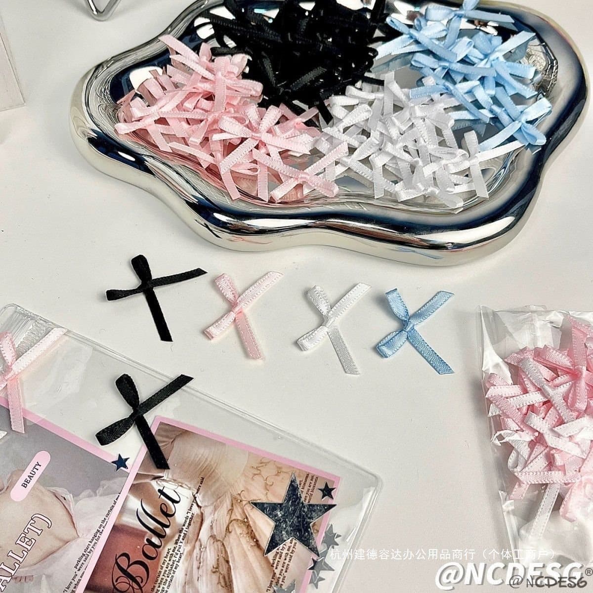 Cute mini bow decoration packaged card ribbon DIY material handmade diy multi-color mixed accessories