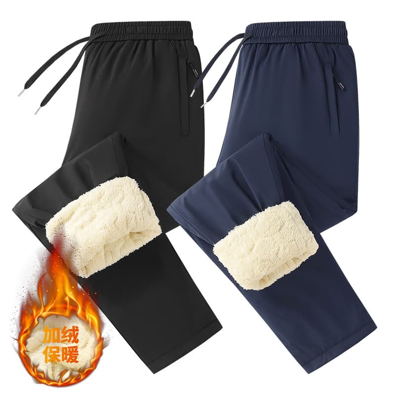 Aoli fleece winter men's lamb wool large size casual thick fleece-lined warm cold-proof loose snowfield windproof cotton pants