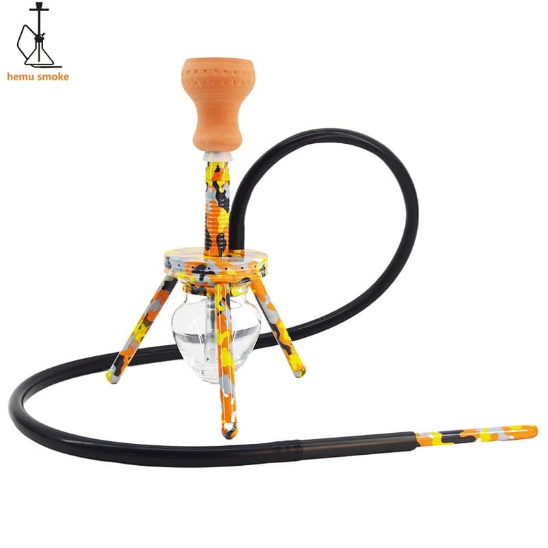 Cross-border small portable travel bag tripod hookah accessories glass pot bottle set with silicone tube smoke pot