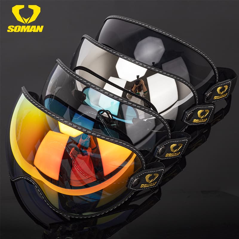Vintage Motorcycle Riding Goggles T3 Universal Helmet Windproof Mirror Harley Motorcycle Retro Style Binding Strap Glasses