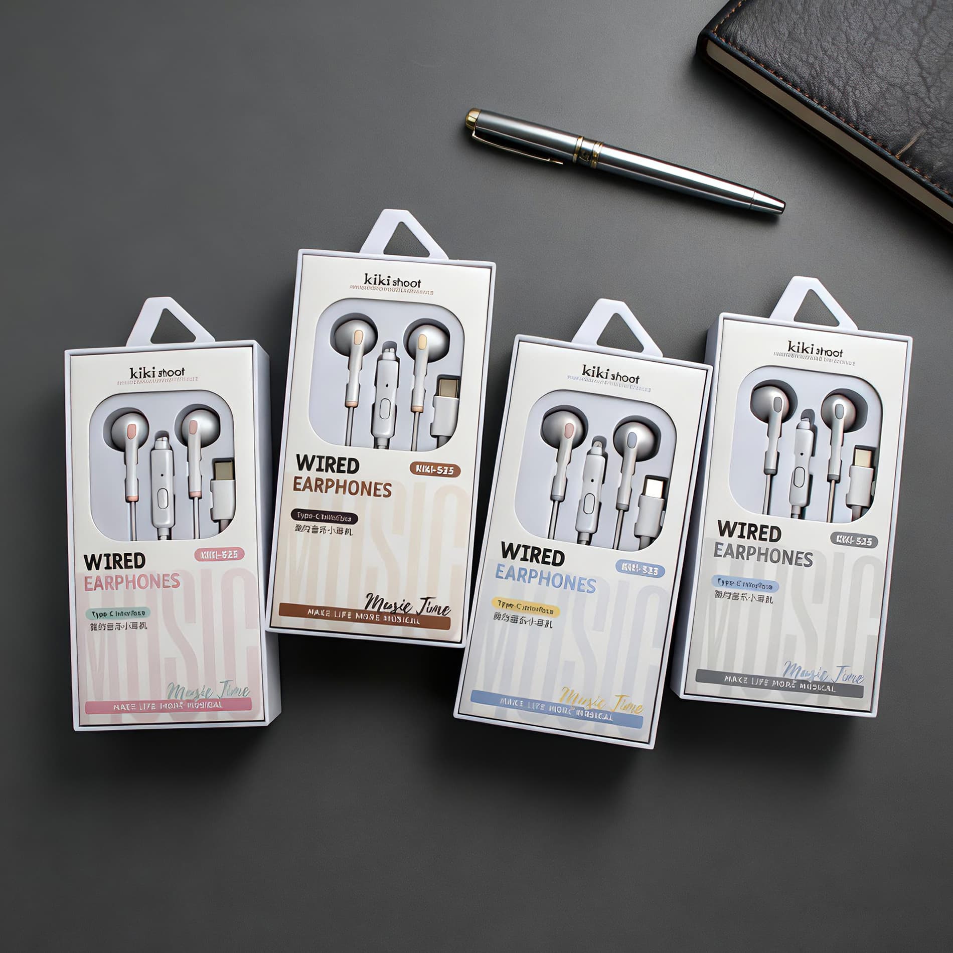 kiki-525 Type-C Wired Earphones Compatible with iPhone 15/16/17, Huawei, Xiaomi Type-C Earphones