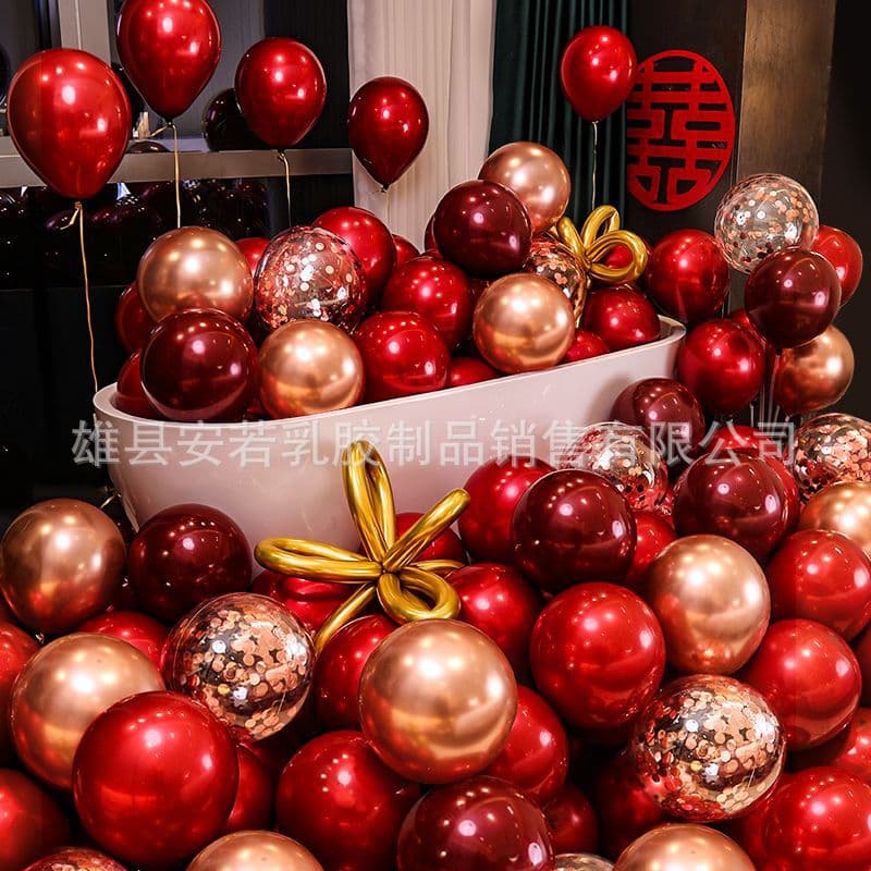 Wedding Decorations Thickened Double Layer Red Pomegranate Color Balloons for Marriage Celebration And Wedding Room Decoration
