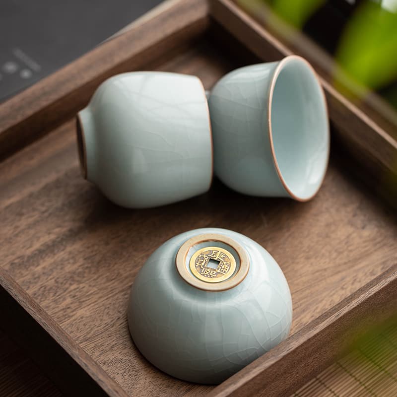 Ru Kiln Copper Coin Crackle Glaze Tea Cup, Sipping Cup, Single Cup, Master Cup, Kung Fu Tea Set, Personal Dedicated Ru Kiln Tea Cup