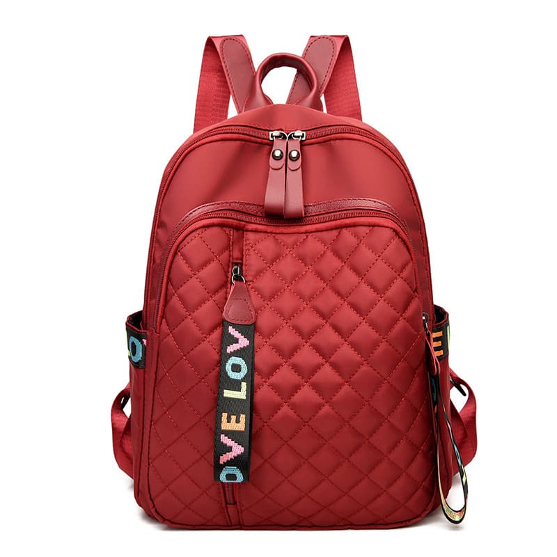 Trendy Street Style Women's Backpack 2022 Large Capacity Oxford Cloth Travel Bag Casual Pure Color Diamond Pattern Shoulder Bag