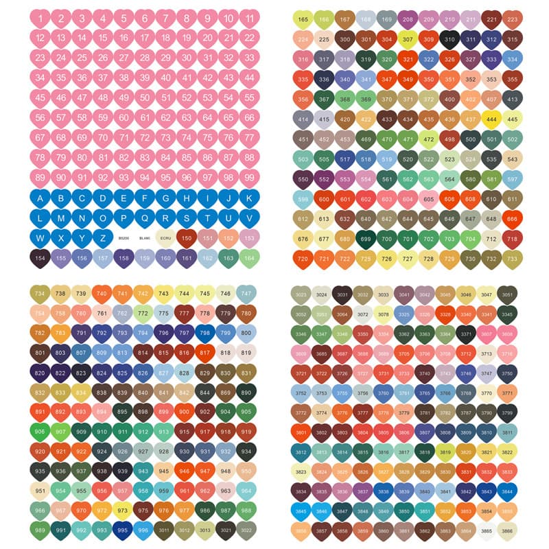 Colorful Heart-Shaped Painting Stickers New Style Love Marking DMC Cross Stitch Thread Number Distinguishing Mark Stickers