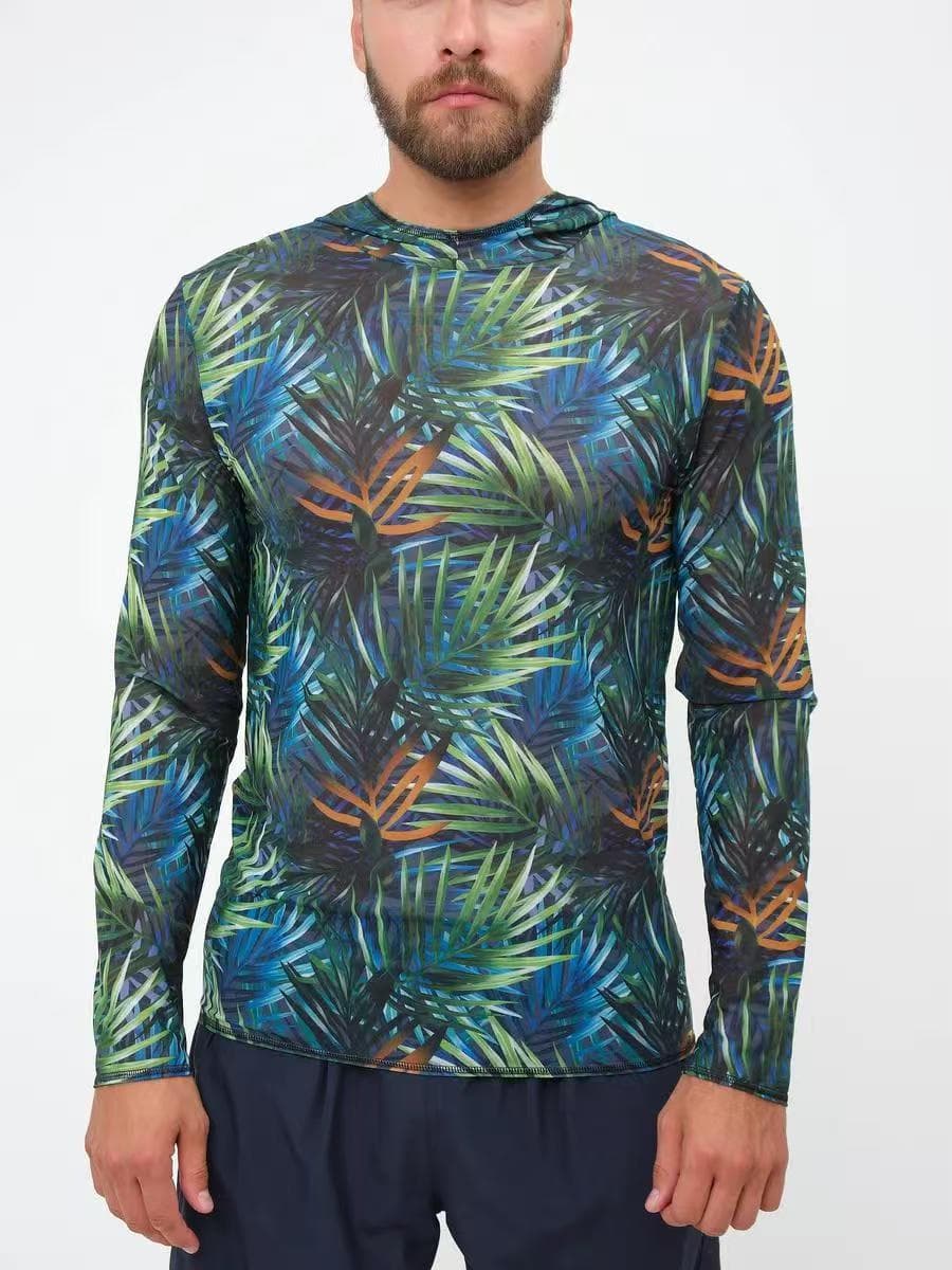 2026 Europe and America Cross-Border Digital Print Casual Fashion Mesh Men's Beach UV Protection Sunscreen Fishing Shirt