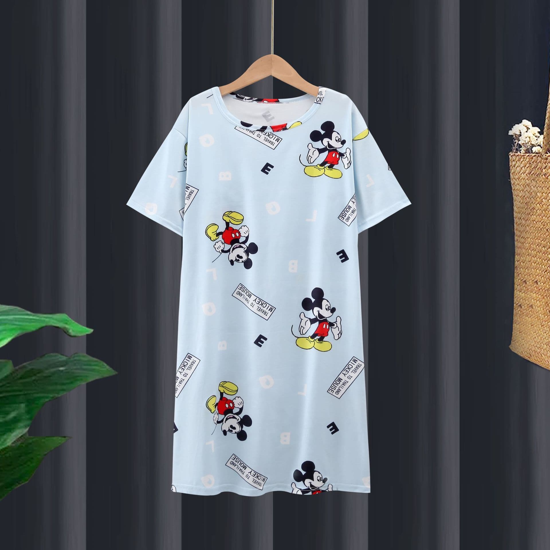 Cross-border Trade Children's Pajamas Summer Princess Short-Sleeve Girls' Nightgown Cotton Dress for Older Kids Air Conditioning Wear