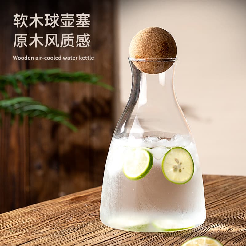 High-Temperature Resistant Glass Cold Water Pitcher Juice Pitcher Large Capacity Household with Lid Cold Water Bottle Pitcher Cold Drink Pitcher Single Pitcher Wholesale