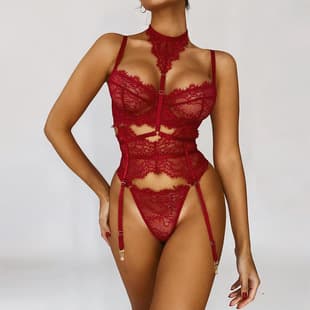 Russian Hot Selling Garter Lingerie European American Sexy Lace Bra Set Women's Shapewear Separate Lingerie