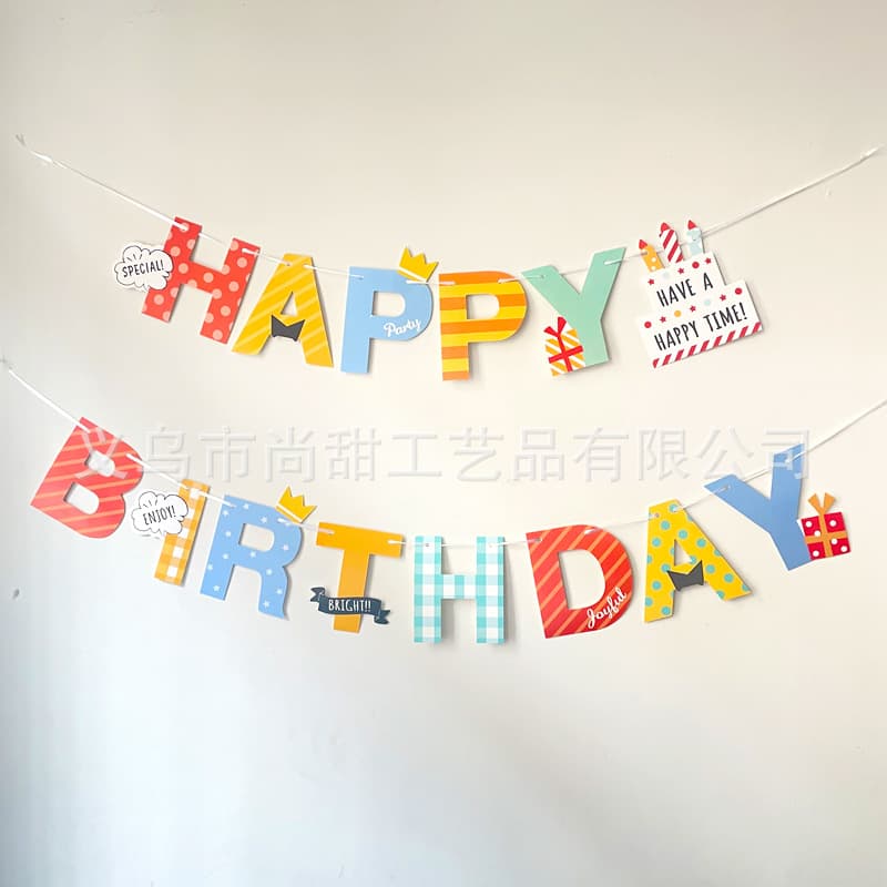 Happy Birthday Cake English Letter Flag Party Dress Up Atmosphere Decoration Cartoon HAPPY BIRTHDAY