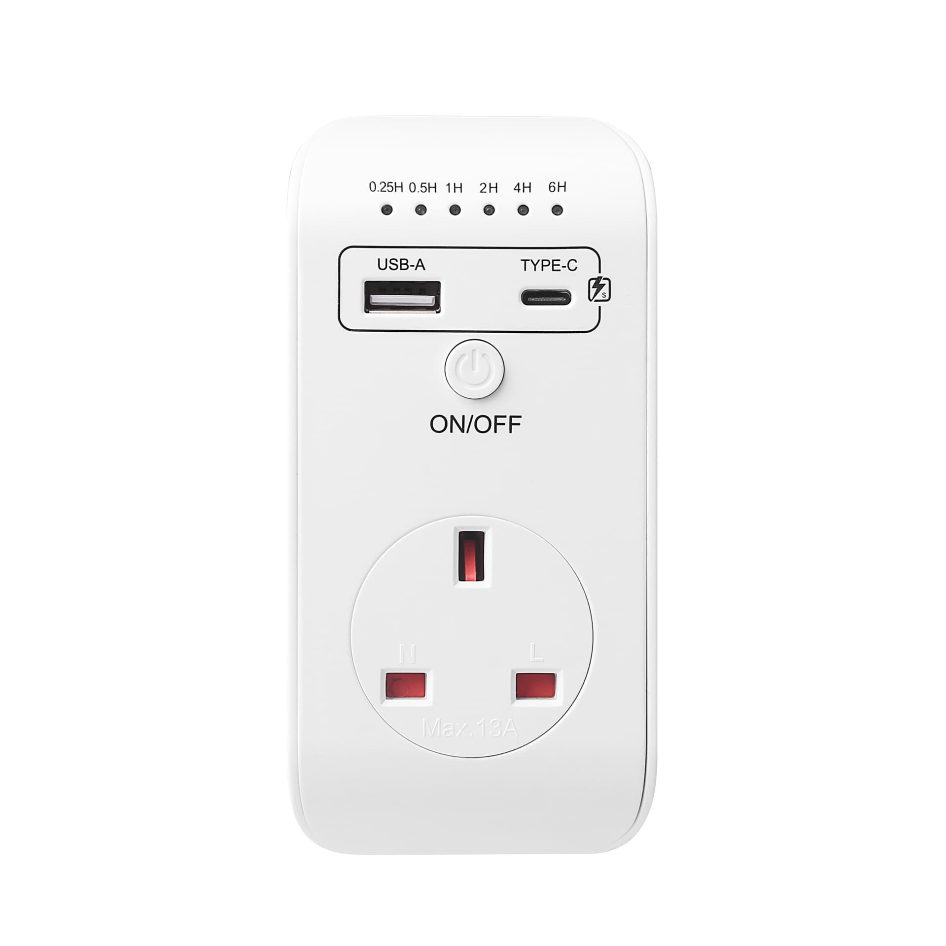 New UK Standard USB+Type C Countdown Socket Smart Time Controller Multi-function Protection Socket