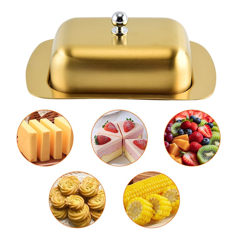 Cross-border In-Stock Stainless Steel Western Butter Box, European Cheese Box, Thickened Butter Box, Bread Box, Pastry Plate
