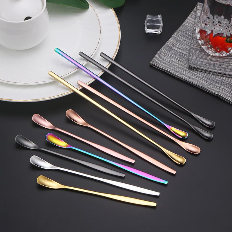 304 stainless steel mixing spoon long handle creative spoon coffee drink milk tea stirring stick dessert honey stirring spoon