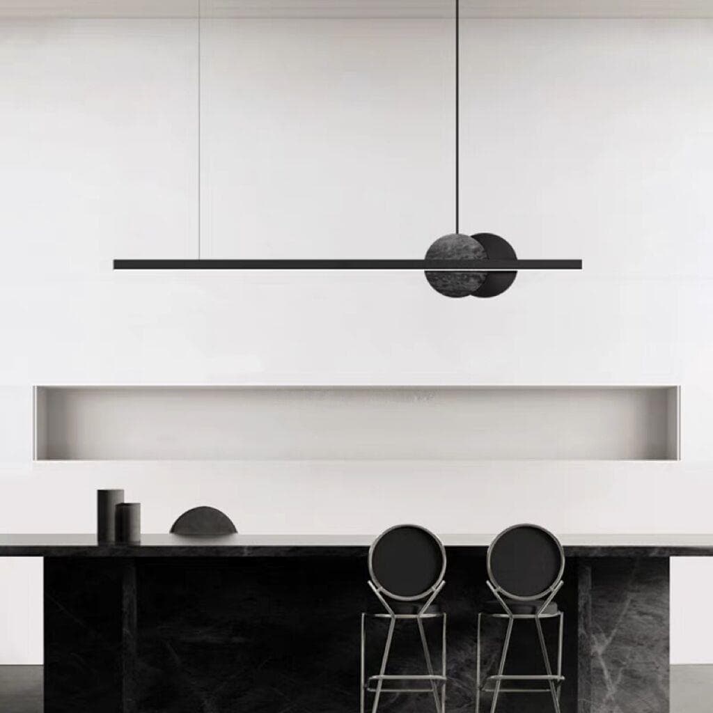 Zhongshan Factory Guzhen Italian Minimalist Luxury Full Copper Marble Long Dining Room Pendant Lamp Modern Grand Sample