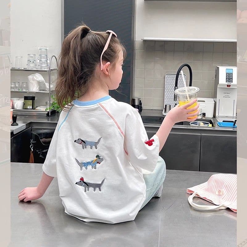Trendy Kids Short Sleeve White T-Shirt Girls Loose Korean Style Top Big Kids 2025 Summer New