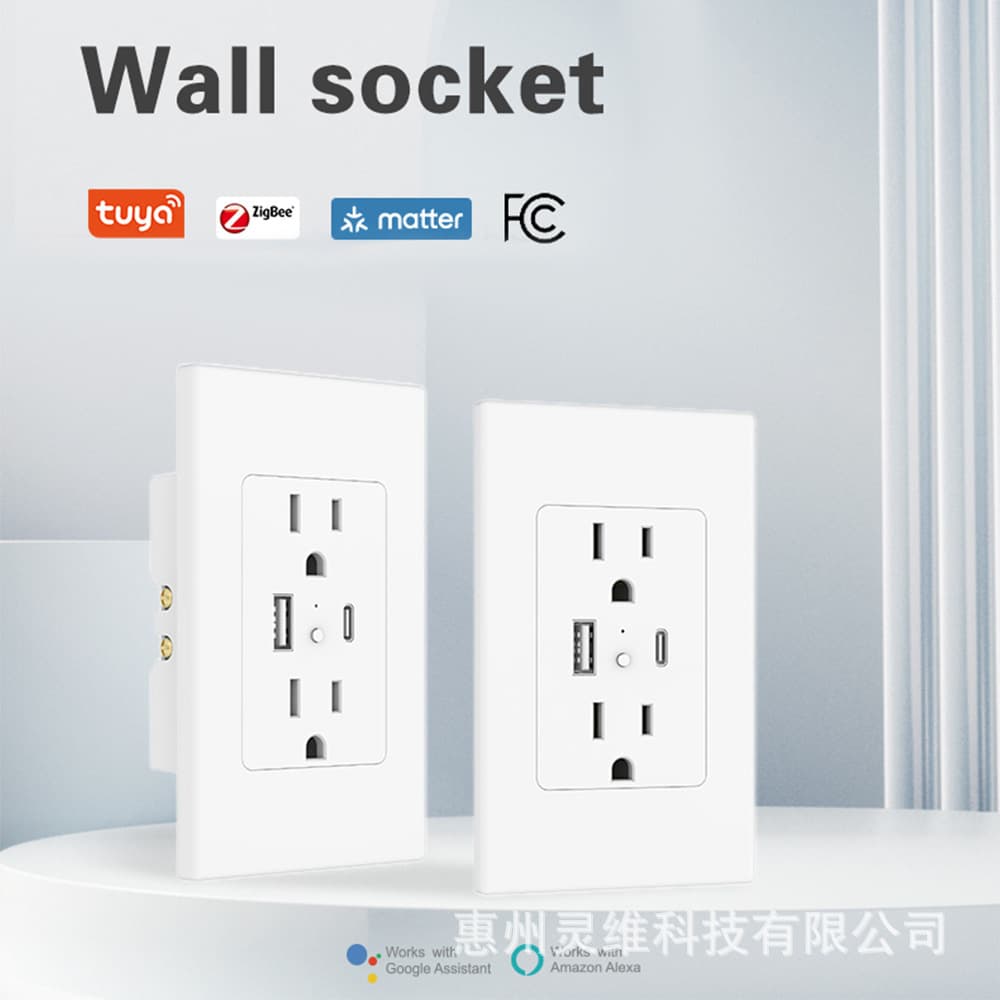 Tuya WiFi US Standard Smart Panel Wall Switch Tuya Voice Control 118 Type Embedded Wall