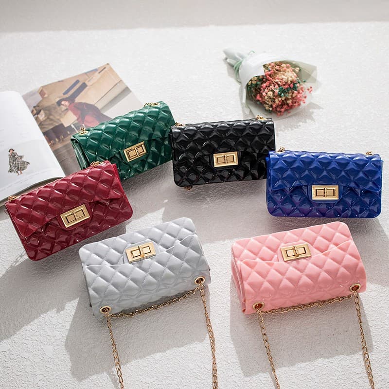 Foreign Trade Quilted Jelly Small Bag 2024 Shoulder Bag Chain Women's Bag Fashion Versatile Phone Bag