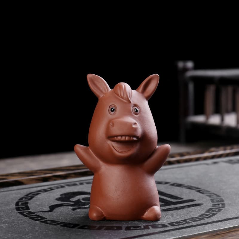 New Purple Clay Zodiac Tea Pet, Cute and Creative, Collectible, Office Desk Mini Ceramic Decoration