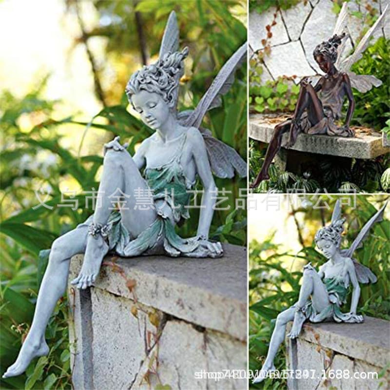 Cross-border Fairy Statue Resin Craft Flower Fairy Garden Ornament Turek Sitting Elf Statue
