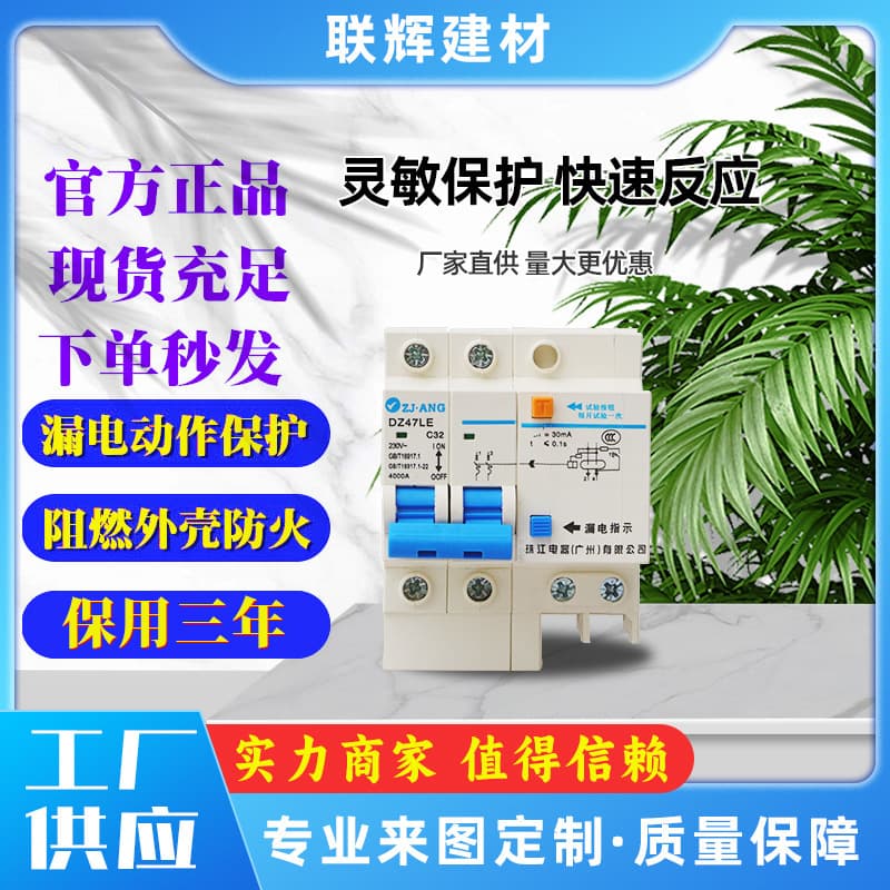 Zhujiang Electric Residual Current Circuit Breaker, 2P63 Type, Main Switch for Home Use