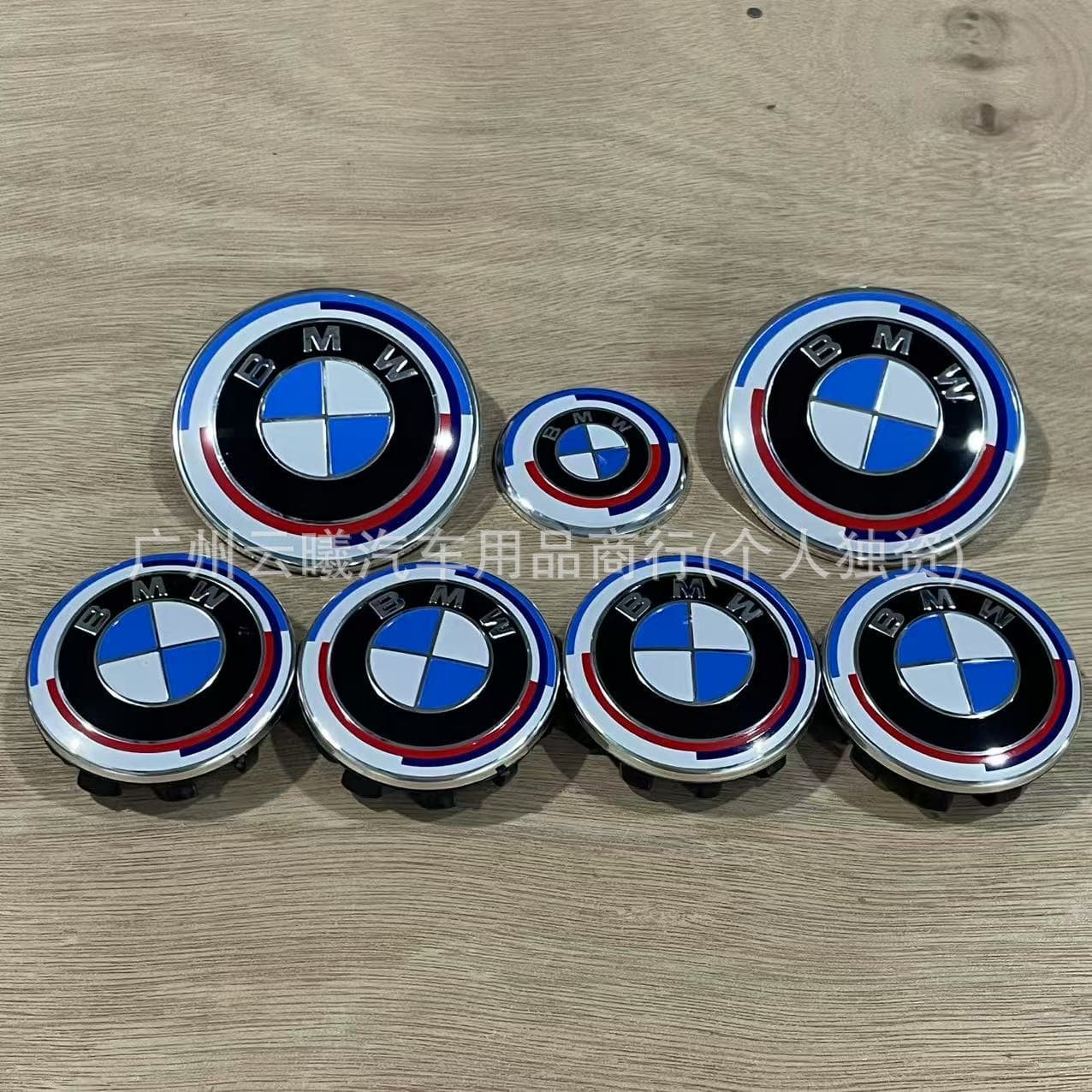 For BMW Original 82mm 74mm OEM Black Background Front and Rear Badge Hood Trunk Car Emblem