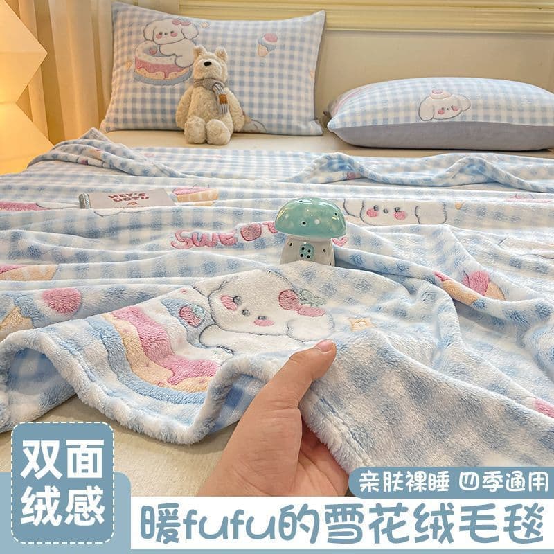 Double-sided snowflake fleece all-season single/double student blanket warm bedsheet office shawl nap small cover