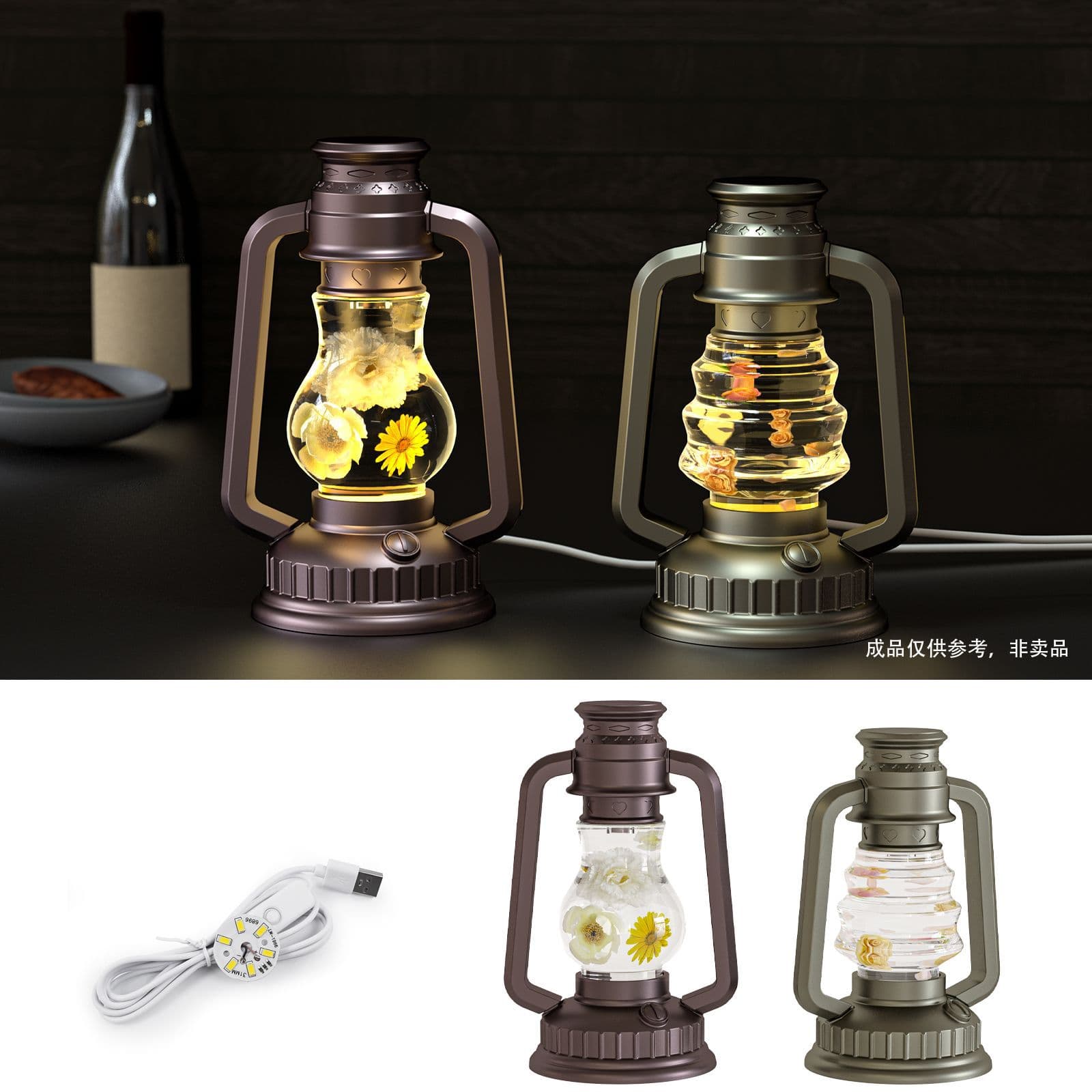 Yumeiren New Crystal Epoxy Resin DIY Kerosene Lamp Night Light Bedside Lamp Camping Light Silicone Mold