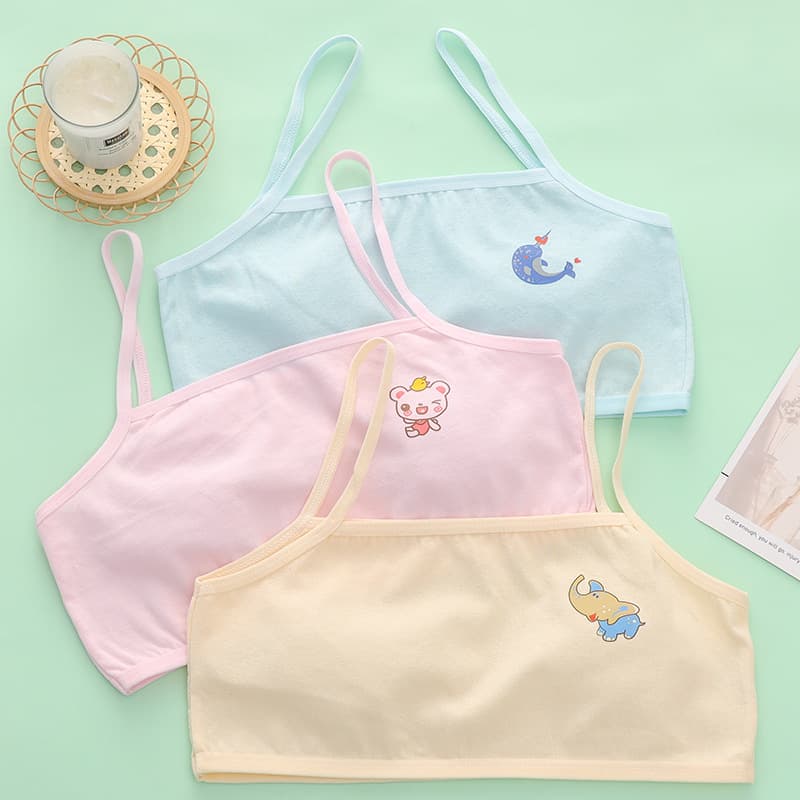 Pure Cotton Underwear for Elementary School Girls Traditional Style Vest Strap Bralette Comfortable Breathable Innerwear