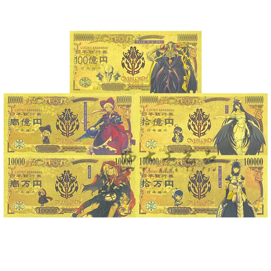 The King of the Immortal commemorative banknote Japanese anime OVERLORD Gu Aotian gold foil banknote collectible coin, can be approved