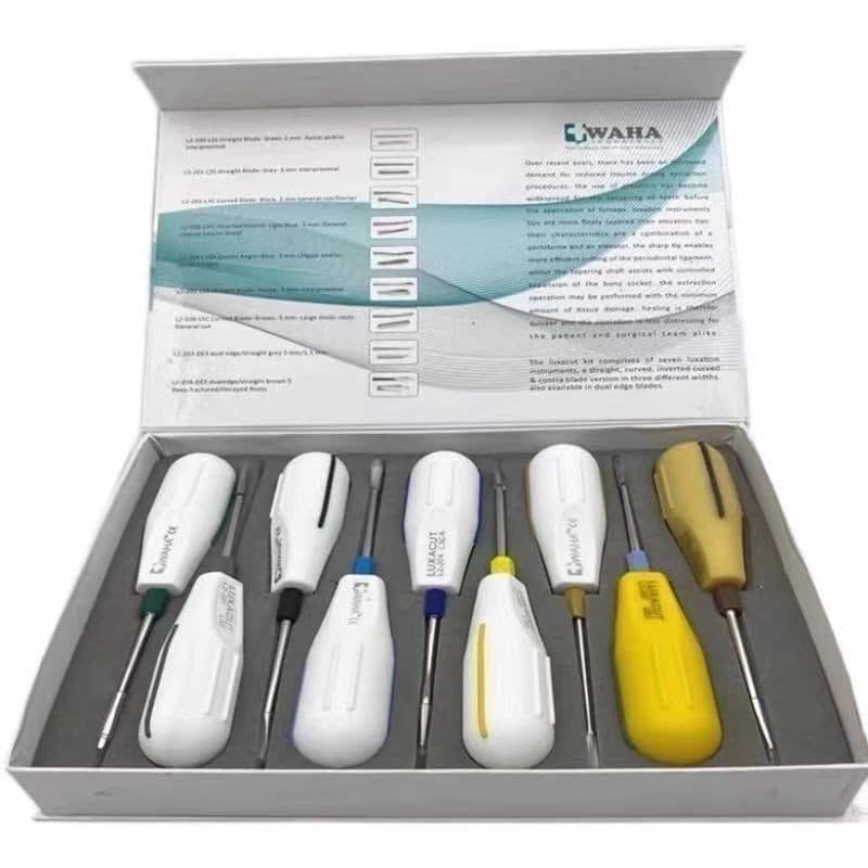 Dental WAHA Minimally Invasive Extraction Elevator, WAHA Tooth Elevator 9-Piece Set, High Temperature Resistant Handle, Full Set Genuine, Gum Protection