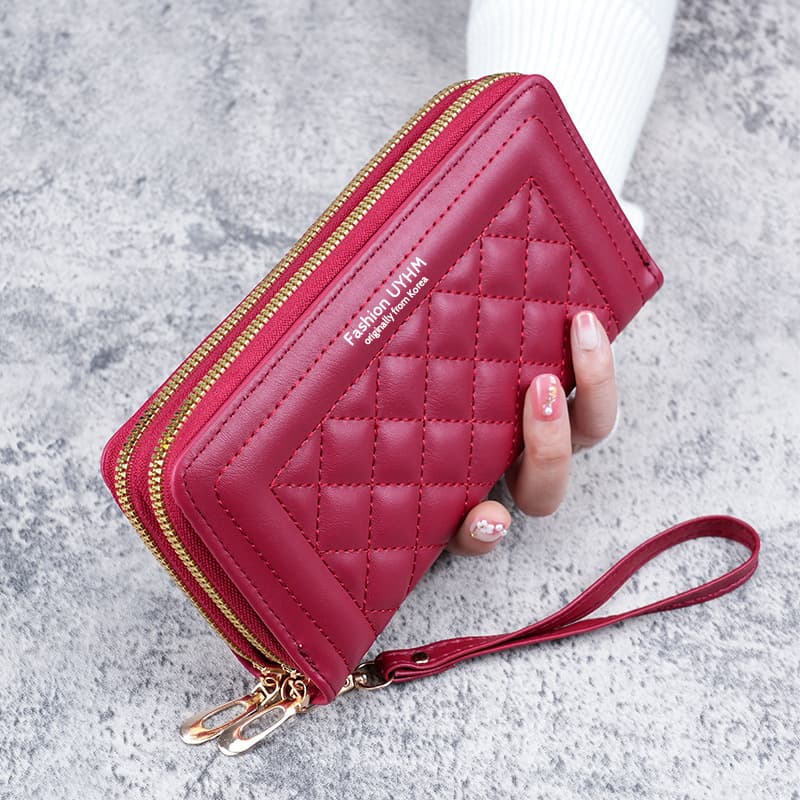 Wallet for women 2023 new long style women's hand-held Korean style casual mobile phone bag double zipper wallet large capacity card holder