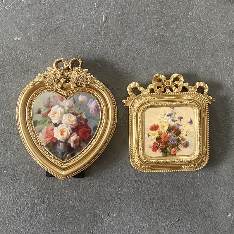 European-style Embossed Bow Resin Photo Frame Tabletop Decorative Painting Wall Art Frame Home Soft Decor Resin Frame