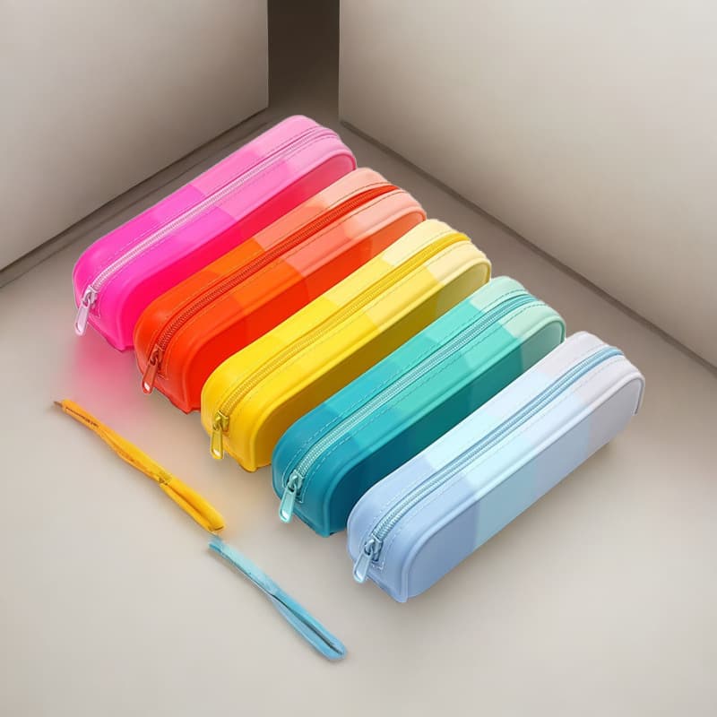 Cross-border accordion bag rainbow zipper new ticket multi-layer macaron pen bag high school simple stationery student portable