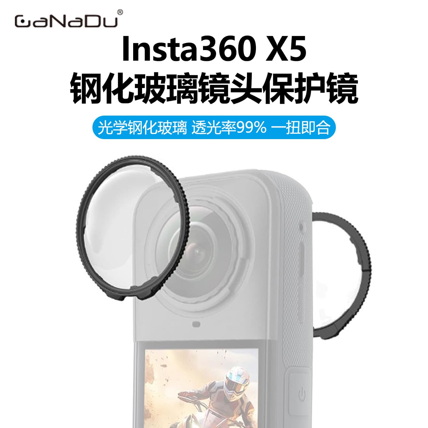 Compatible with Insta360 X5/X4/X3/X2 Lens Protective Glass, Anti-scratch and Drop-proof Panoramic Cover