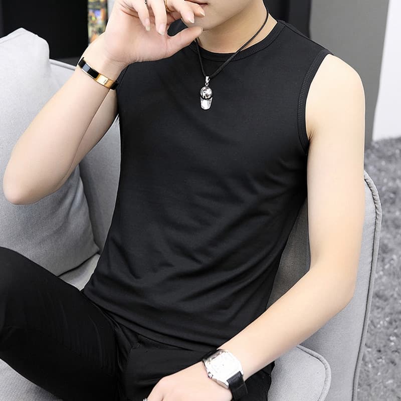 Men's Sleeveless Vest Tank Top Cotton Breathable Summer Sports Wide Shoulder Slim Fit Undershirt Wholesale