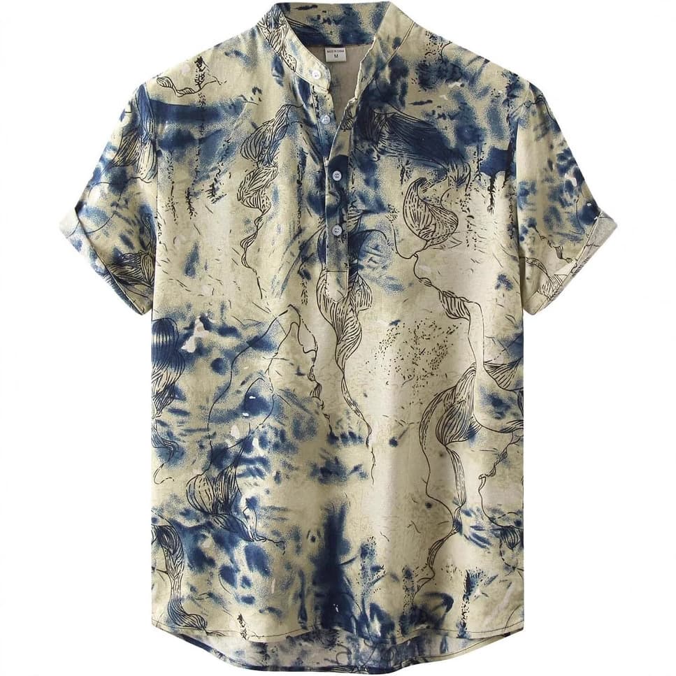 Hawaii 3D Printed Short Sleeve Shirt Stand Collar Summer Fashion Men's Shirt Custom Design Sample Support Floral Pattern Motorcycle