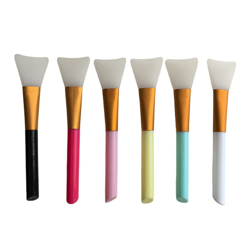 In Stock Angled Handle Silicone Face Mask Brush Soft Head Clay Mask Brush Applicator Beauty Face Mask Brush