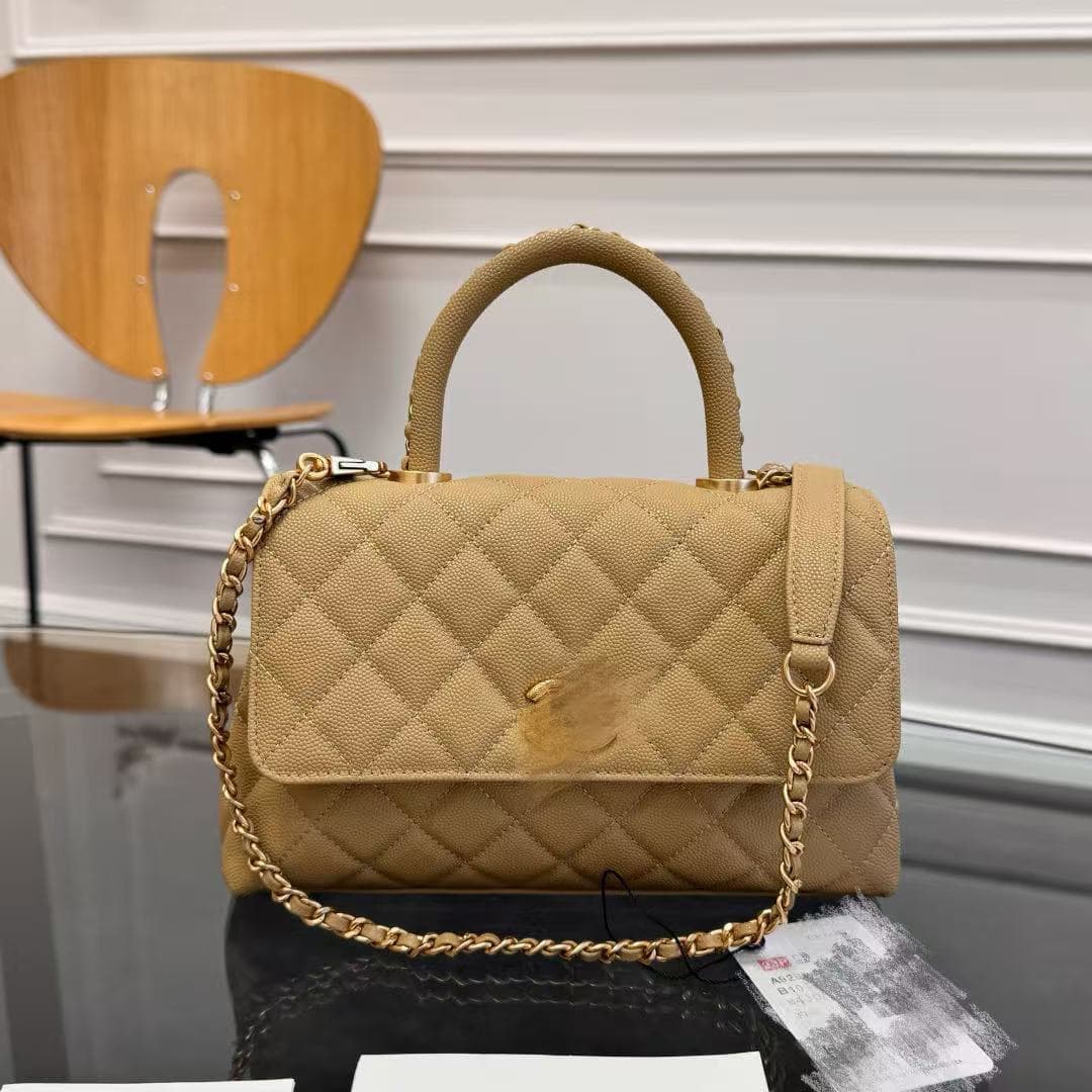 Chanel-style handle caviar diamond-quilted chain handbag vintage shoulder bag crossbody bag women's soft small square bag