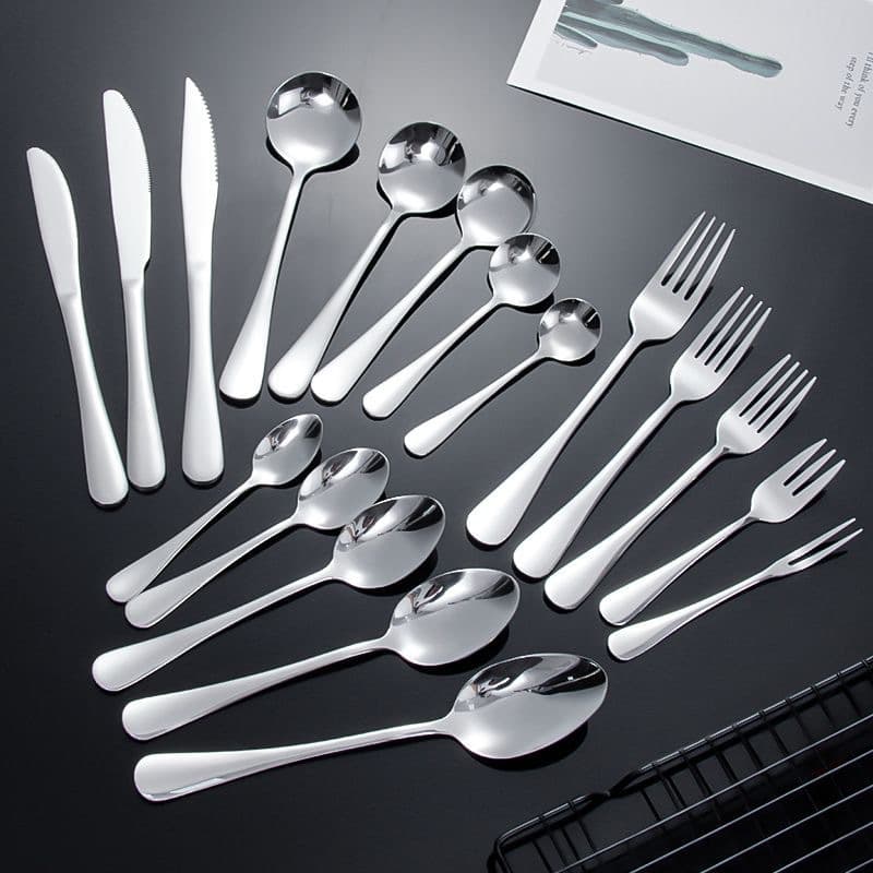 Cross-border 1010 stainless steel knife, fork and spoon thickened tableware dessert round spoon tip spoon cross-border hotel western food steak knife and fork