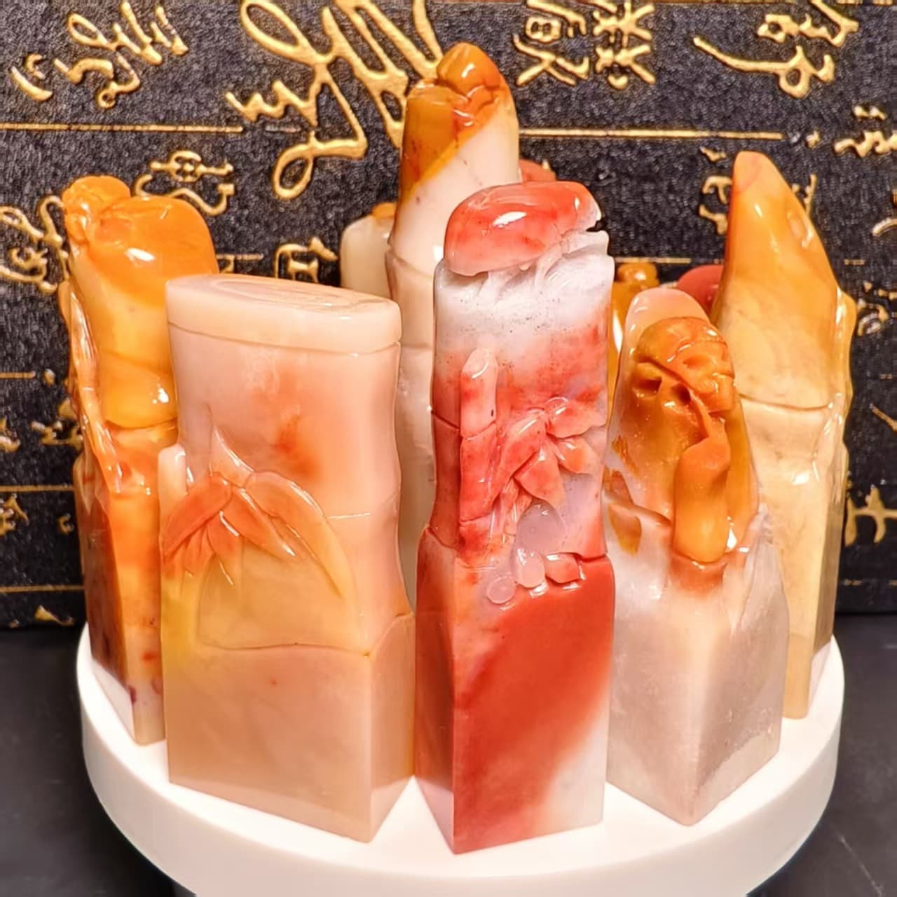 Shoushan Stone Laos Furong Stone Bamboo Joint Knob Seal, Calligraphy and Painting Leisure Seal, Cultural and Creative Gold and Stone Engraving Seal, Gift Collection