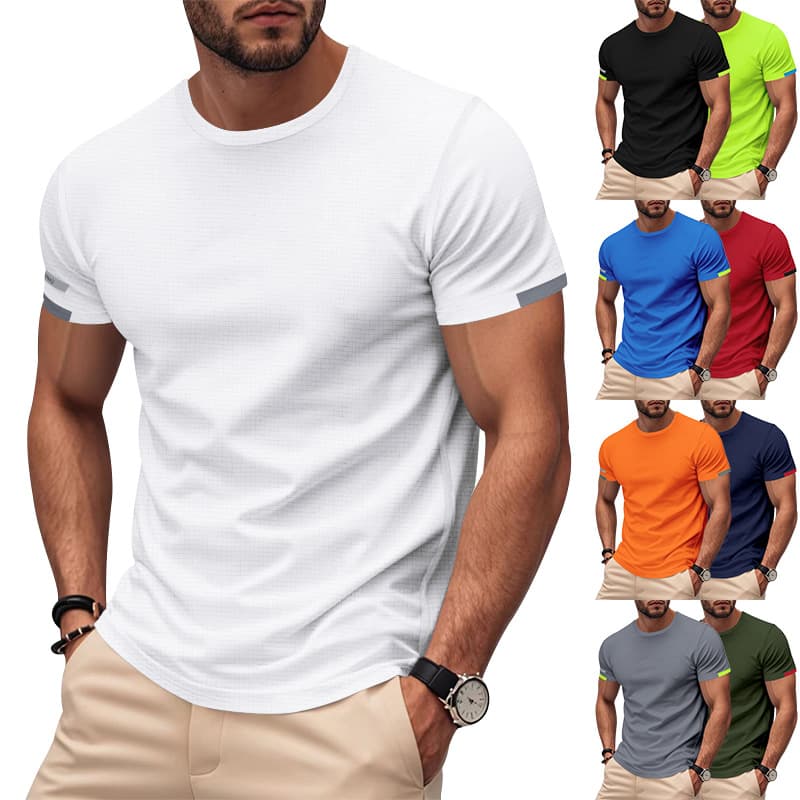 TK Cross-Border Hot Selling Men's Marathon Election Jersey Quick-Dry Sports Night Running Round Neck Casual Advertising T-Shirt Short Sleeve