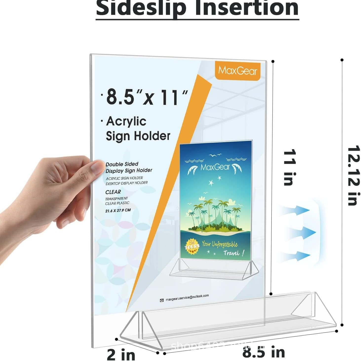 Transparent acrylic triangular base double-sided tabletop display stand