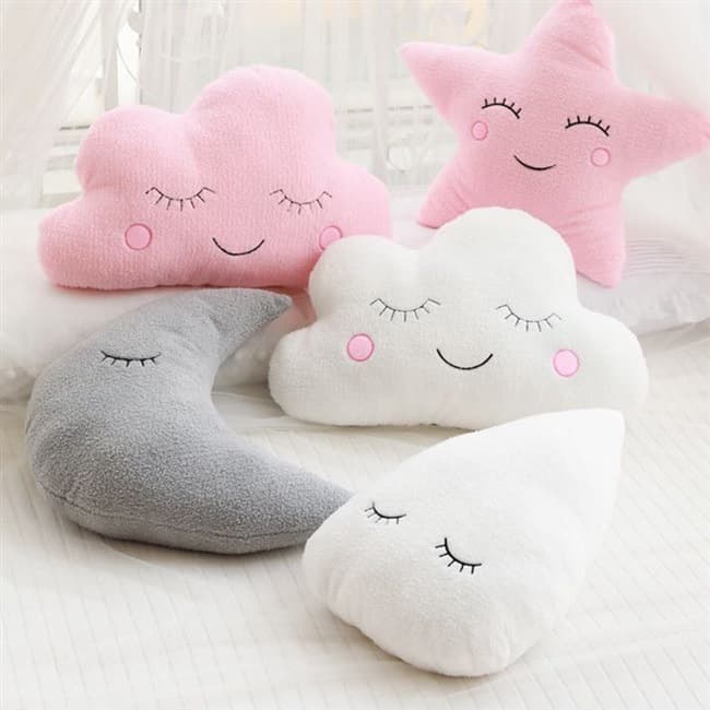 INS Sky Series Plush Pillow Cloud Moon Raindrop Star Sofa Cushion Children's Room Decoration