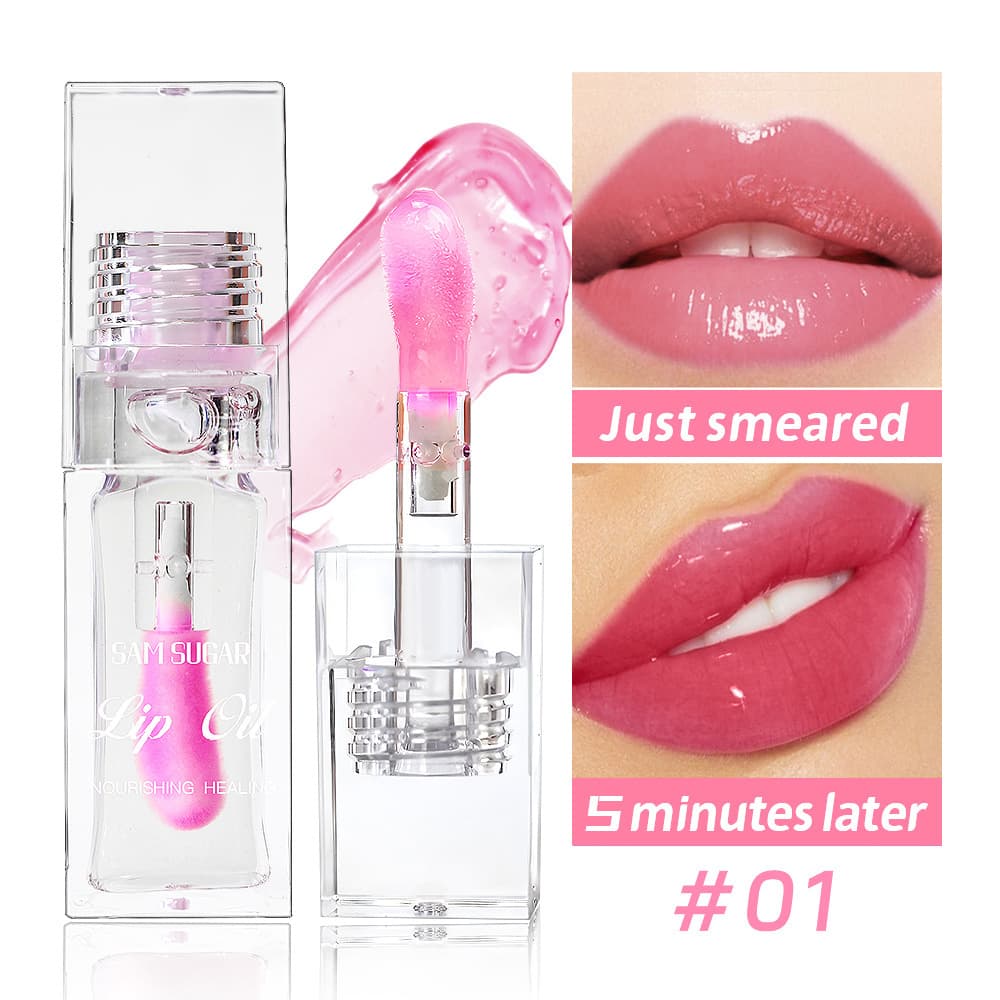 Cross-border SAM SUGAR Color Changing Lip Oil Pearl Lip Oil Moisturizing Nourishing Tinted Lip Gloss