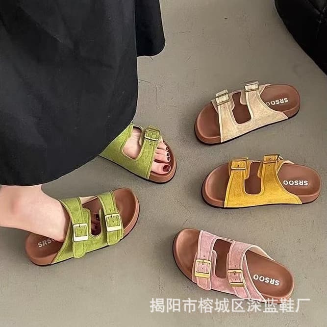 Fashion Retro Chunky Platform Slide Sandals for Women Summer 2025 New Non-Slip Soft Sole Birkenstock Style Slippers