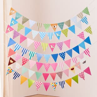 Birthday Party Decoration Colorful Triangle Garland Paper Double-Sided Birthday Banner Pennant Flag Bunting Wholesale Supplies
