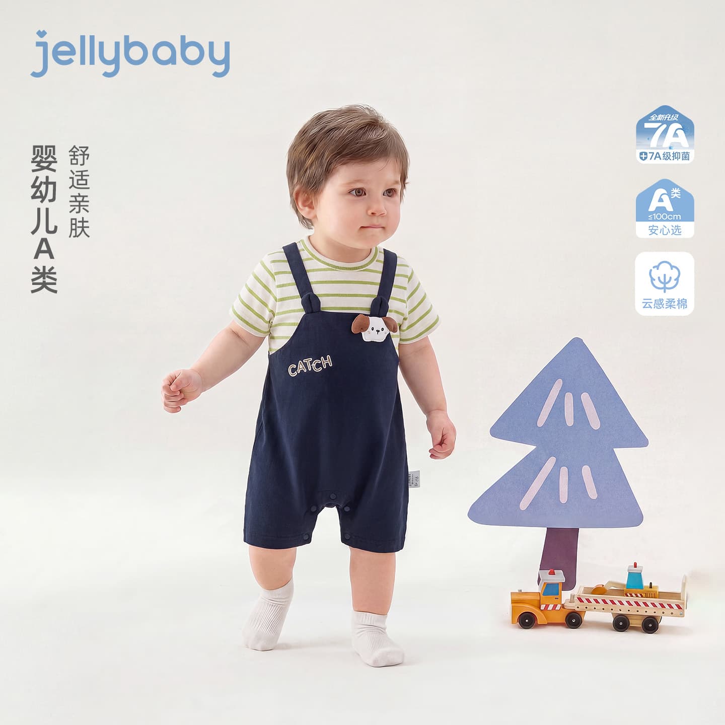 Baby Romper 1 for Boys Toddler Summer Faux Two-Piece Bodysuit Newborn Cute Summer Outfit Class A New Baby Crawling Suit