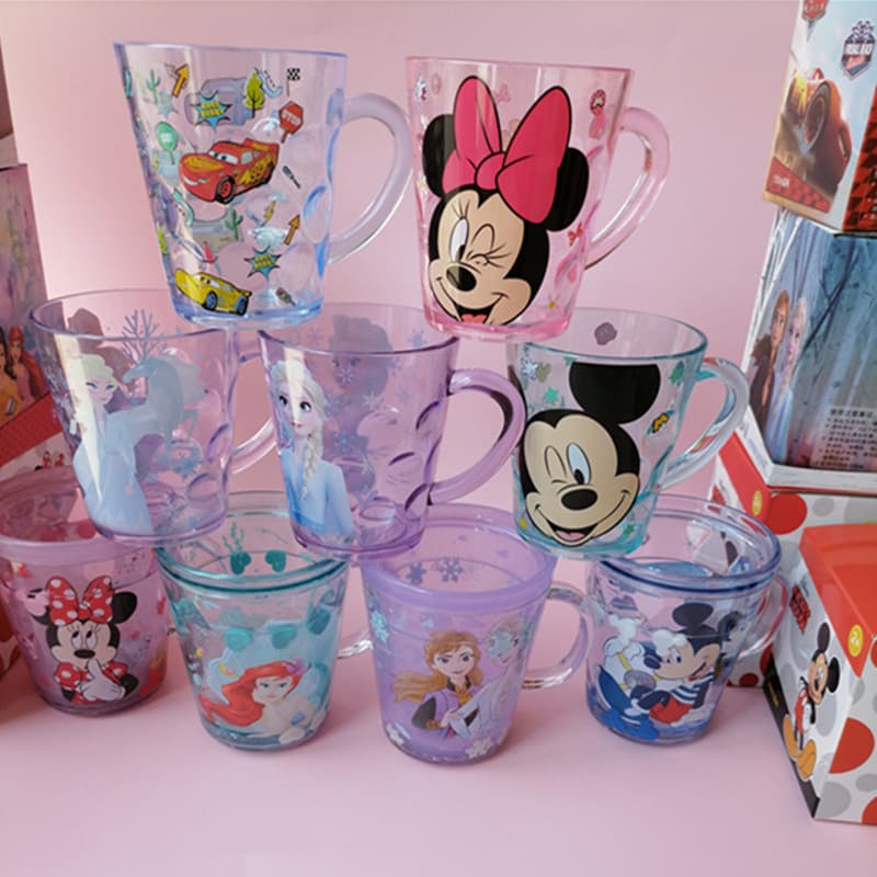 Disney AS Crystal Cup with Handle, Flow Cup, Student Floating Cup, Mouthwash Cold Water Cup, 260ML Baby Cup