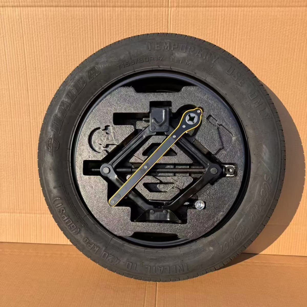 Compact emergency spare tire for Toyota bZ3X, GAC Trumpchi GS3, Frontlander, Corolla Cross
